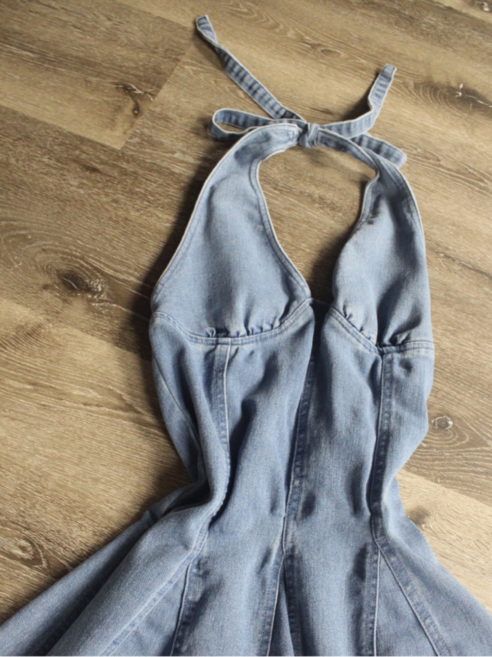 Blue Denim Halter Dress - Picture 2 of 6